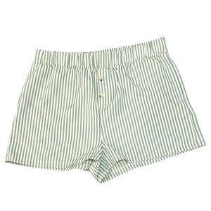 Green and White Striped Summer Women's Shorts Size XL Boho